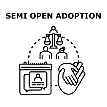 Semi open adoption concept illustration for family legal process Stock Illustration
