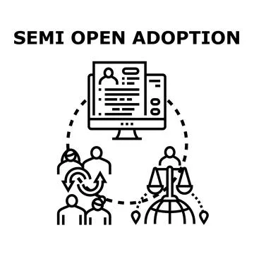 Semi open adoption process with legal support concept Illustrazione stock