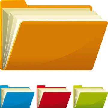 Semi open folder 3D icon in different colors. イラスト素材