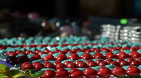 Semi precious necklaces pan right Stock Footage 24832372