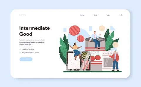 Semi-processed goods production web banner or landing page Stock Illustration