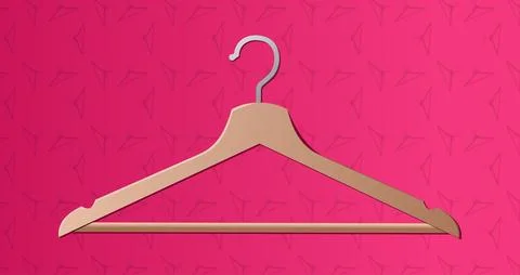 Semi realistic clothes hanger vector on gradient pink background 스톡 일러스트
