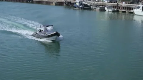 Semi Rigid inflatable boat Video stock 137058032