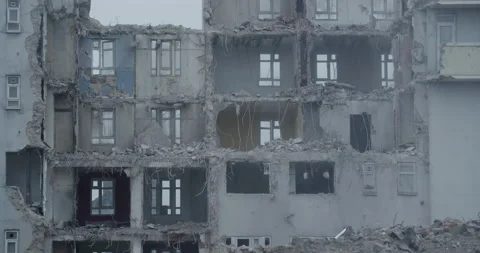 Semi ruined block of flats 스톡 동영상 149492238