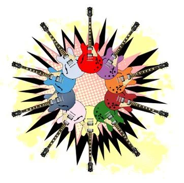 Semi Solid Guirar Explosion Illustrazione stock