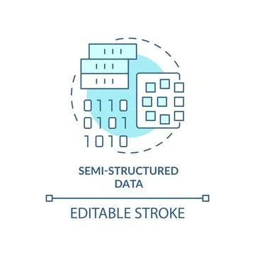 Semi-structured data turquoise concept icon Stock Illustration