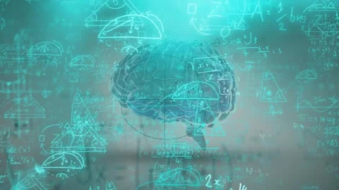 Semi-transparent 3D brain floating over gradient backdrop, showing glowing Stock Footage 328363485