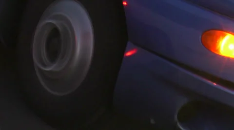Semi Truck Blue Streak On Interstate Highway At Night - Stock Footage