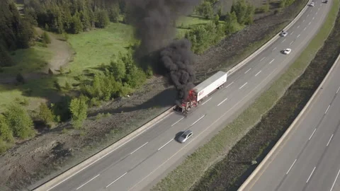 Semi truck burning Stock Footage 219590551