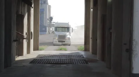 Semi Truck at Grain Elevator Stock Footage 65029550