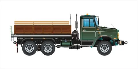 Semi truck medium pickup dump truck vehicle 3D vector illustration Stock Illustration