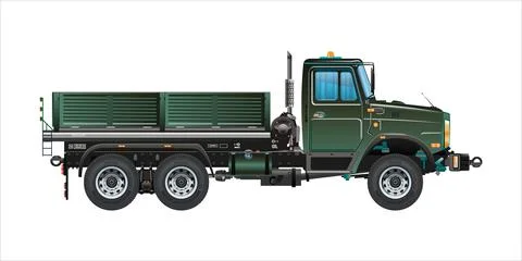 Semi truck medium pickup dump truck vehicle 3D vector illustration Stock Illustration
