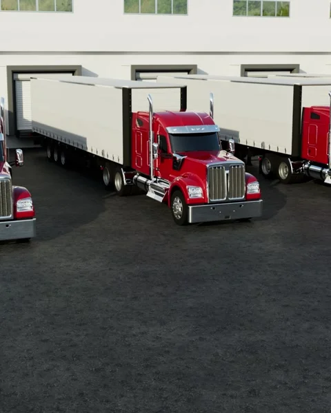 Semi truck parked  at warehouse loading dock Vídeo Stock 329462121