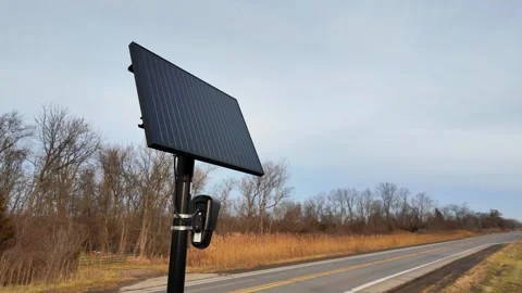 Semi truck passing automatic license plate recognition camera in Monroe County Stock Footage 328743232