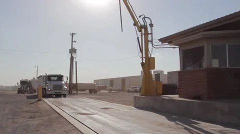 Semi Truck Pulling up to Grain Elevator Scale Stock Footage 65029542