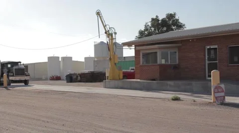 Semi Truck Pulling Into Grain Elevator Scale Side View Stock Footage 65029582