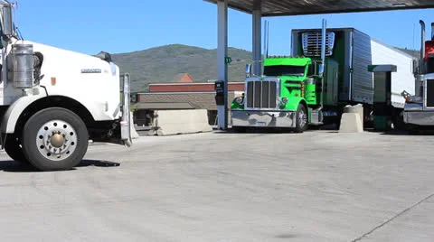 Semi Truck Stop Stock Footage 24636450