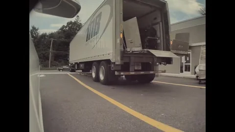 Semi-Truck Unloading Gone Wrong, New Milford, Connecticut, USA - 08 Nov 2020 스톡 동영상 346648663