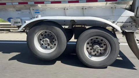 Semi Truck Wheels Rolling Down Highway Stock Footage 337356731