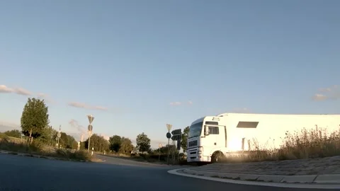 Semi trucks van cargo and parcel delivery driving on a highway. White Van delive Stock Footage 227622923