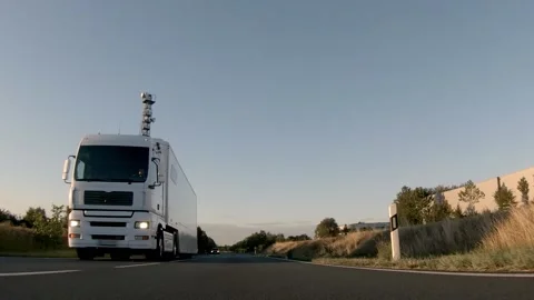 Semi trucks van cargo and parcel delivery driving on a highway. White Van delive Stock Footage 228680312