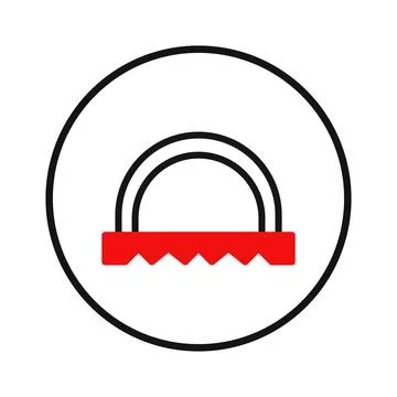 Semicircle arches with serrated red support inside a circular frame graphic.. Stock Illustration