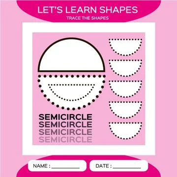 Semicircle. Basic geometric shapes. Elements for children. Learn Shapes Stock Illustration