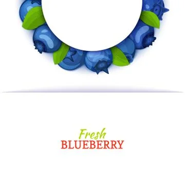 Semicircle colored frame composed of delicious blueberry fruit. Vector card Stock Illustration