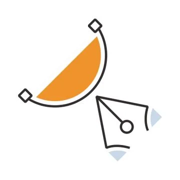 Semicircle design Orange pen tool  icon Stock Illustration