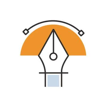 Semicircle Orange pen tool  icon Illustrazione stock