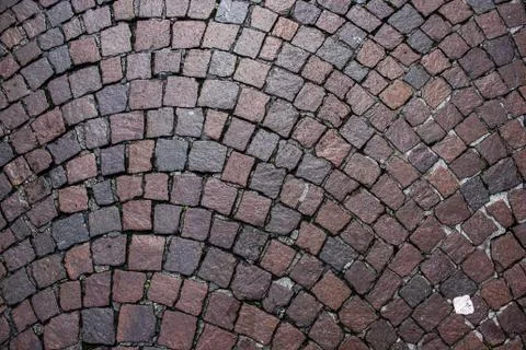 Semicircle pavement with square cobblestones Stock Photos