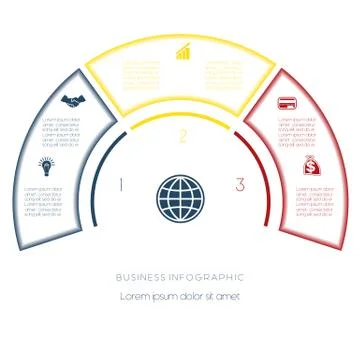 Semicircle template from infographic three number options Stock Illustration