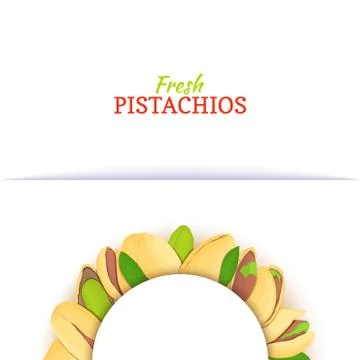 Semicircle white frame composed of pistachios nut. Vector card illustration. Stock-Illustration