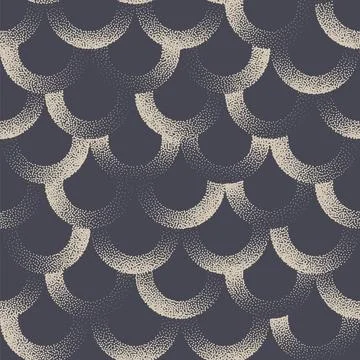 Semicircles Stippled Chic Seamless Pattern Vector Abstract Art Background Stock Illustration
