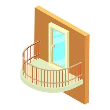 Semicircular balcony icon, isometric style Illustration