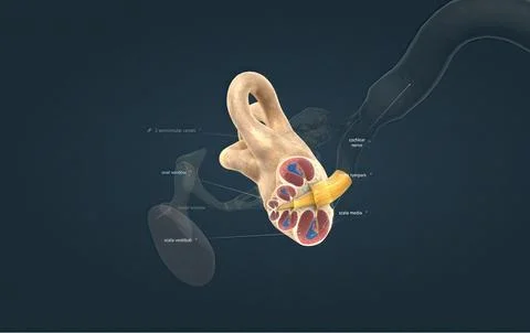The semicircular canals of each ear contain three main parts: anterior, Stock Illustration