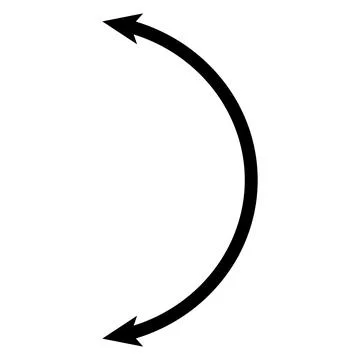Semicircular curved thin long double ended arrow. Dual semi circle arrow. Stock Illustration