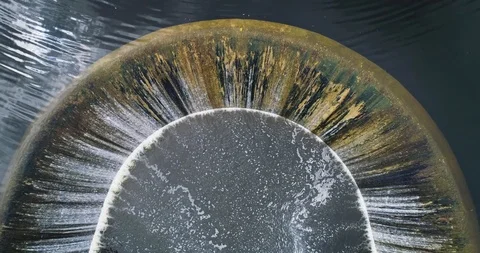 Semicircular funnel waterfall. View from above Stock Footage 111699476