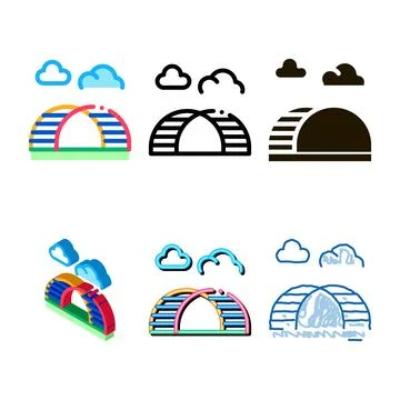 Semicircular hill ladder rainbow icon vector minimal outline Stock Illustration