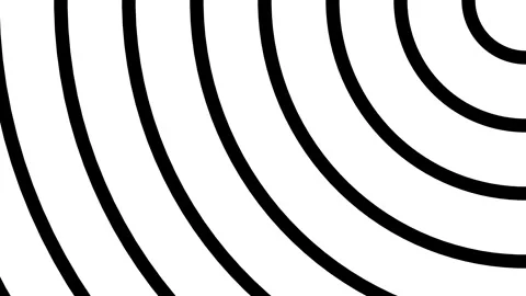 Semicircular hypnosis rings on white background black waves like electromagnetic Video stock 264048895