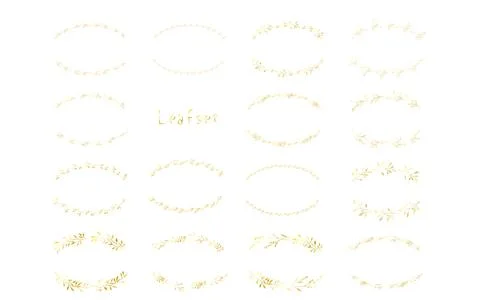 Semicircular leaf frame set. Pale rainbow color gradation. Stock Illustration