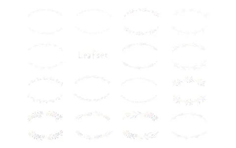 Semicircular leaf frame set. Pale rainbow color gradation. Stock Illustration