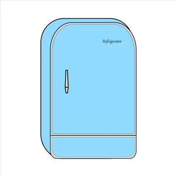 Semicircular old blue refrigerator with a handle. Stock Illustration