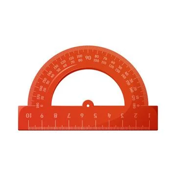 Semicircular ruler, protractor, vector illustration. Tool for drawing Stock Illustration