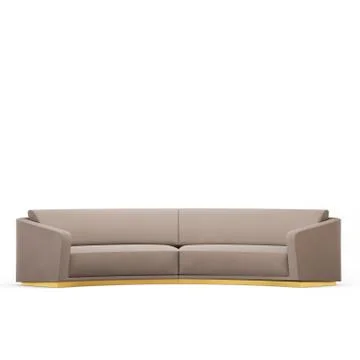 Semicircular sofa fabric with pillows on a white background top view 3d Ilustração Stock