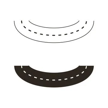 Semicircular U Shape Road Outline and Solid Design Set Stock Illustration