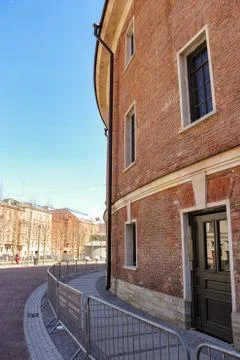 Semicircular wall of the building. Stock Photos