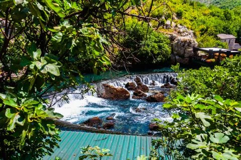 Semicircular waterfall in Blagaj Stock Photos