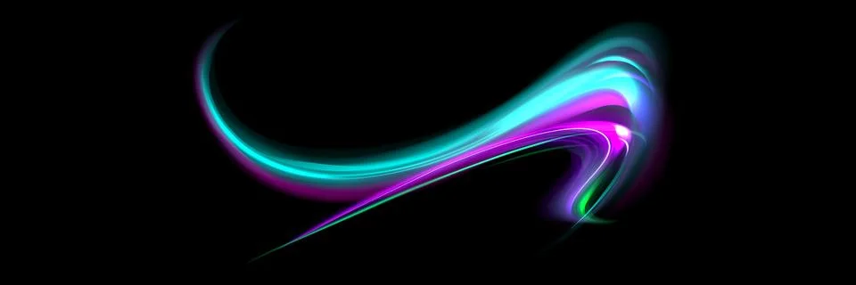 Semicircular wave, light vortex wake. Bright circle. Set of abstract light lines Stock Illustration