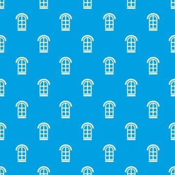 Semicircular window frame pattern vector seamless blue Stock Illustration